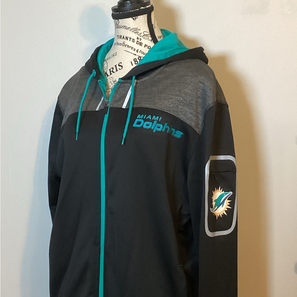 🐬 MIAMI DOLPHINS NFL THERMABASE ZIP HOODIE by MAJESTIC UNISEX Sz. Large